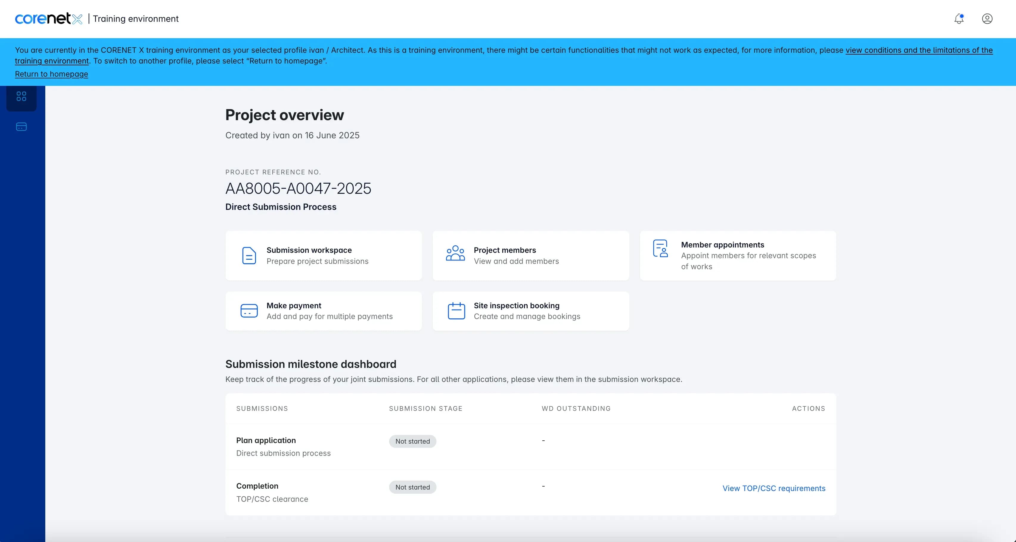 CORENET X Project Dashboard